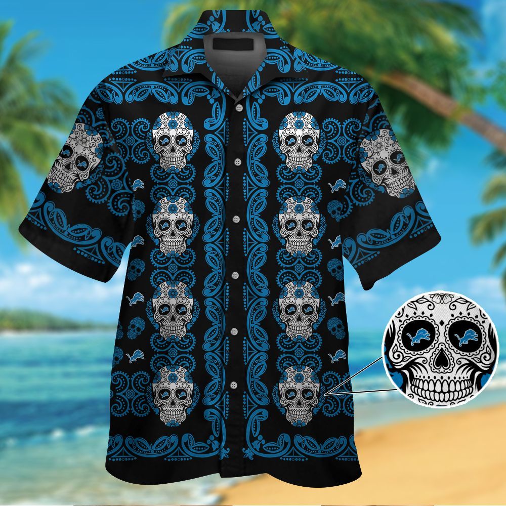 Detroit Lions Skull Hawaiian Shirt Hot Trendy Summer 2024