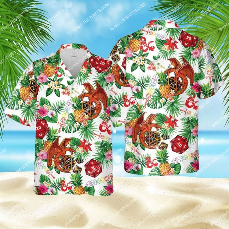 Dice Pineapple Dragon Dice Game Summer Vacation Hawaiian Shirt