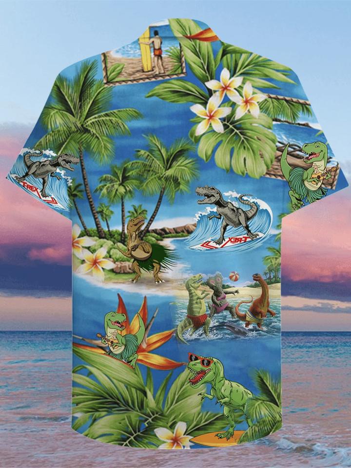 Dinosaur Coconut Tree Hawaiian Shirt