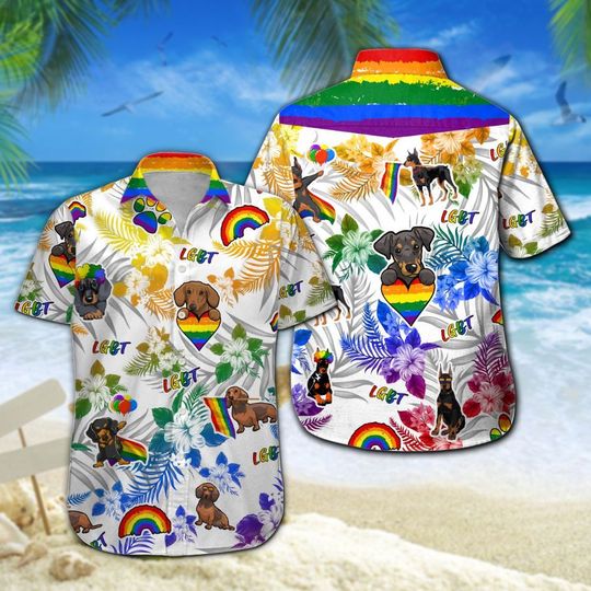 Doberman Lgbt Hawaiian Shirt Summer Button Up