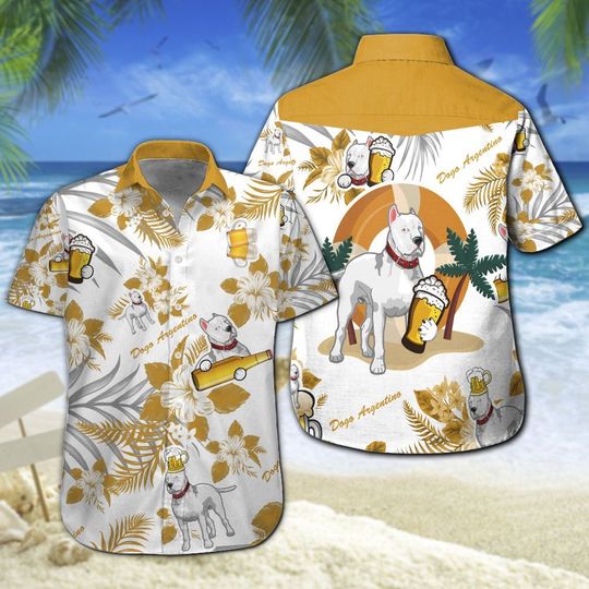 Dogo Argentino Beer Hawaiian Shirt Summer Button Up