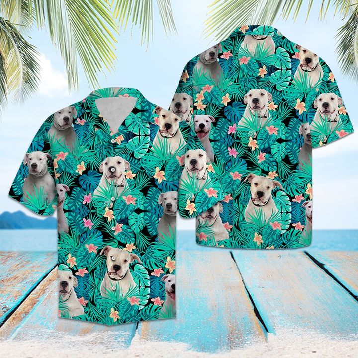 Dogo Argentino Tropical Hawaiian Shirt Summer Button Up