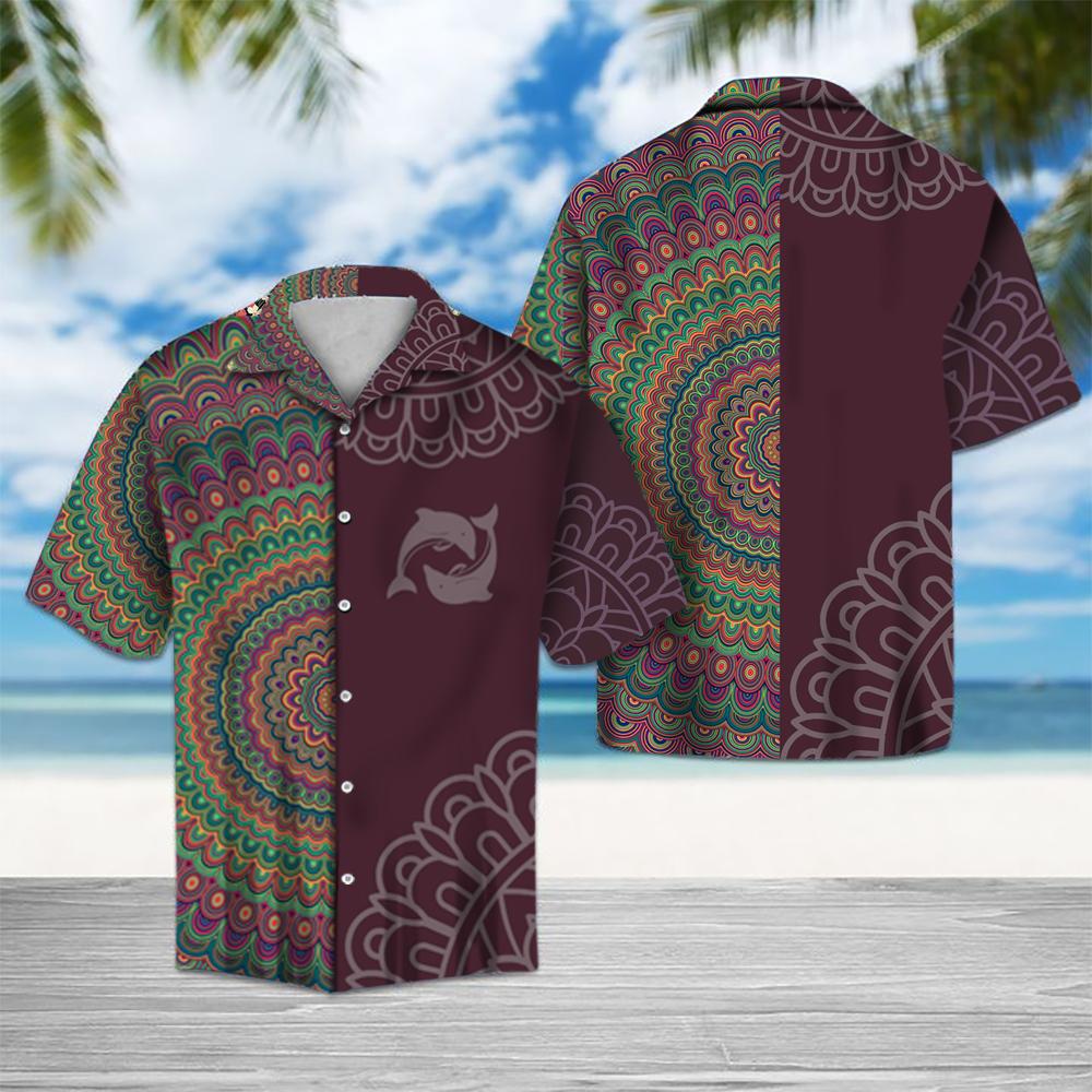 Dolphin Mandala Hawaiian Shirt Summer Button Up