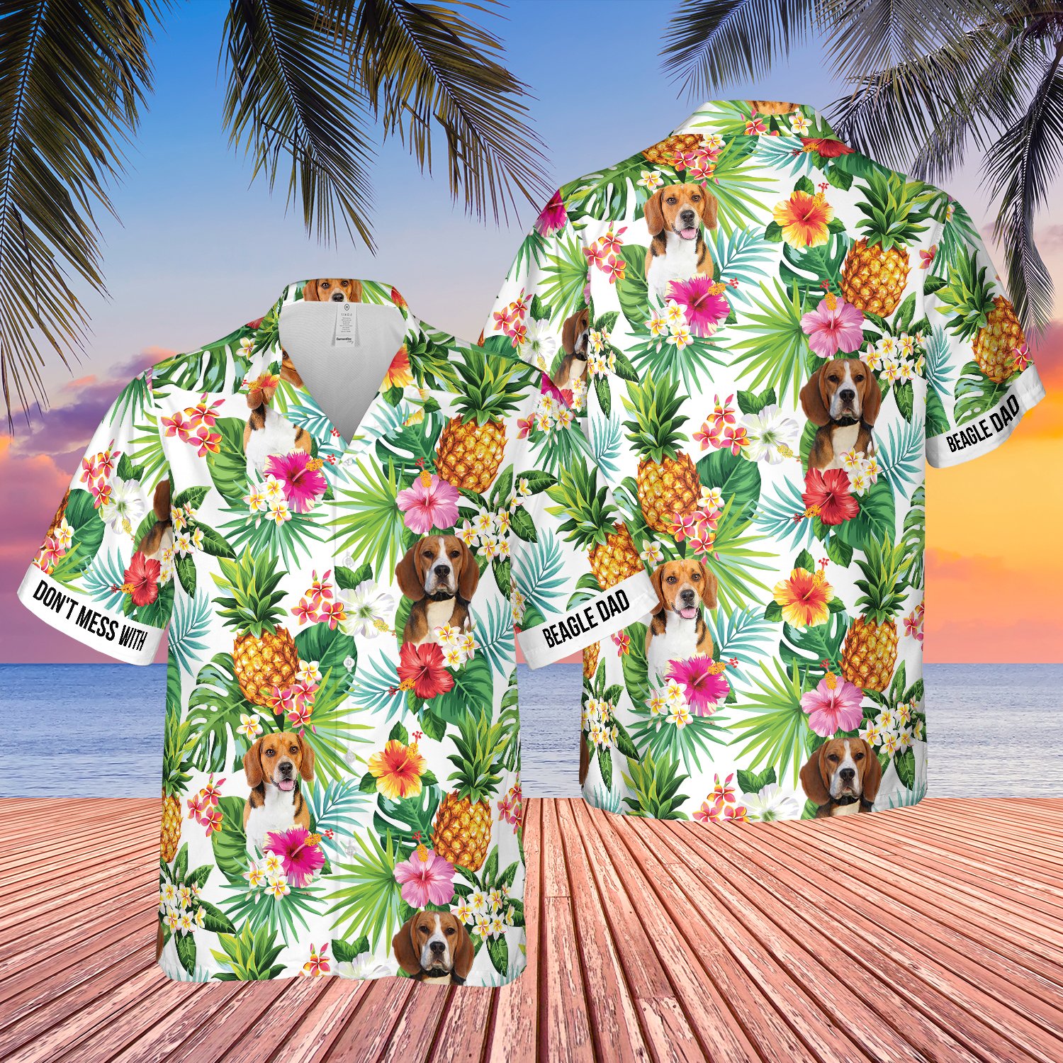 Dont Mess With Beagle Pineapple Dad Hawaiian Shirt