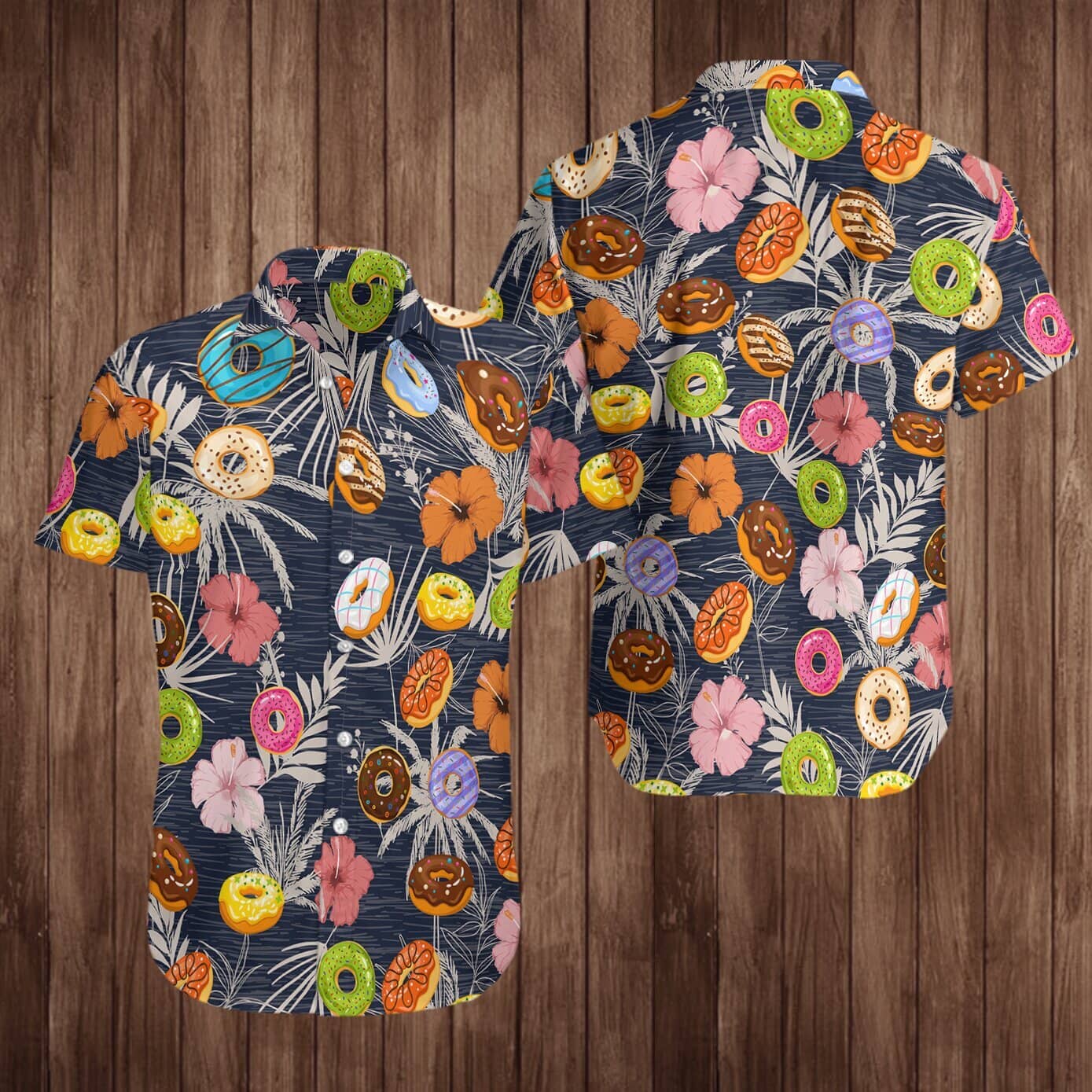 Donuts Hawaiian Shirt Summer Button Up