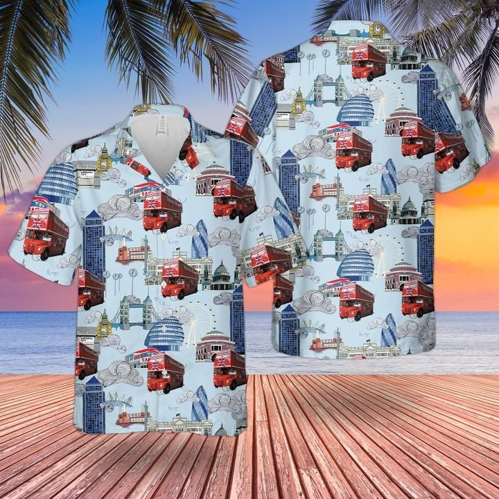 Doubledecker Bus Routemasters Hawaiian Shirt