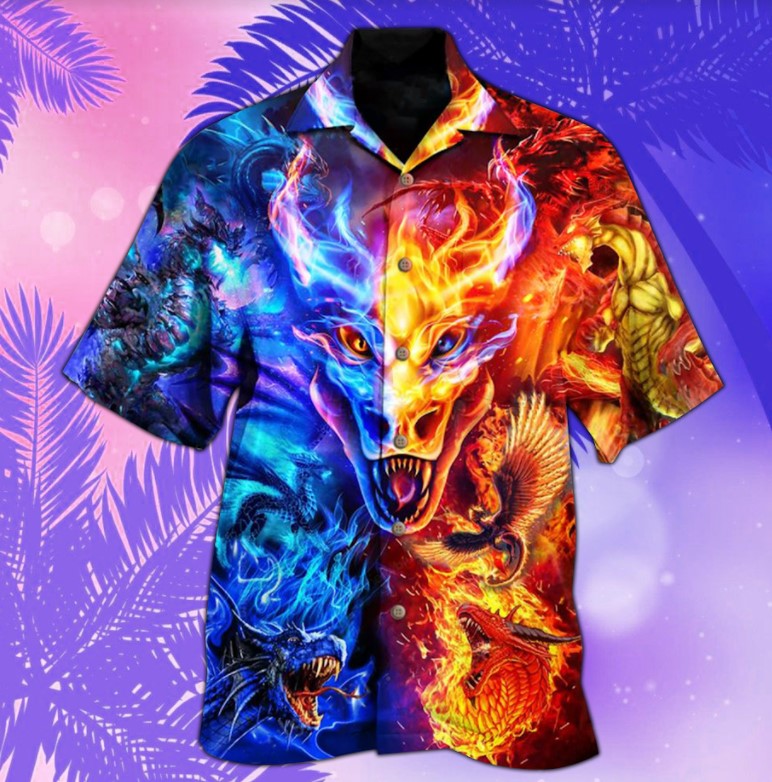 Dragon Fire And Water Hawaiian Shirt