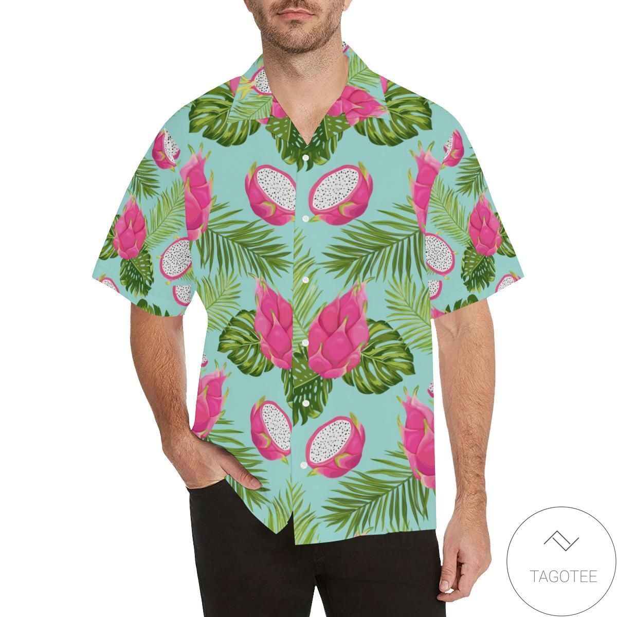 Dragon Fruit Leaves Pattern Hawaiian Shirt