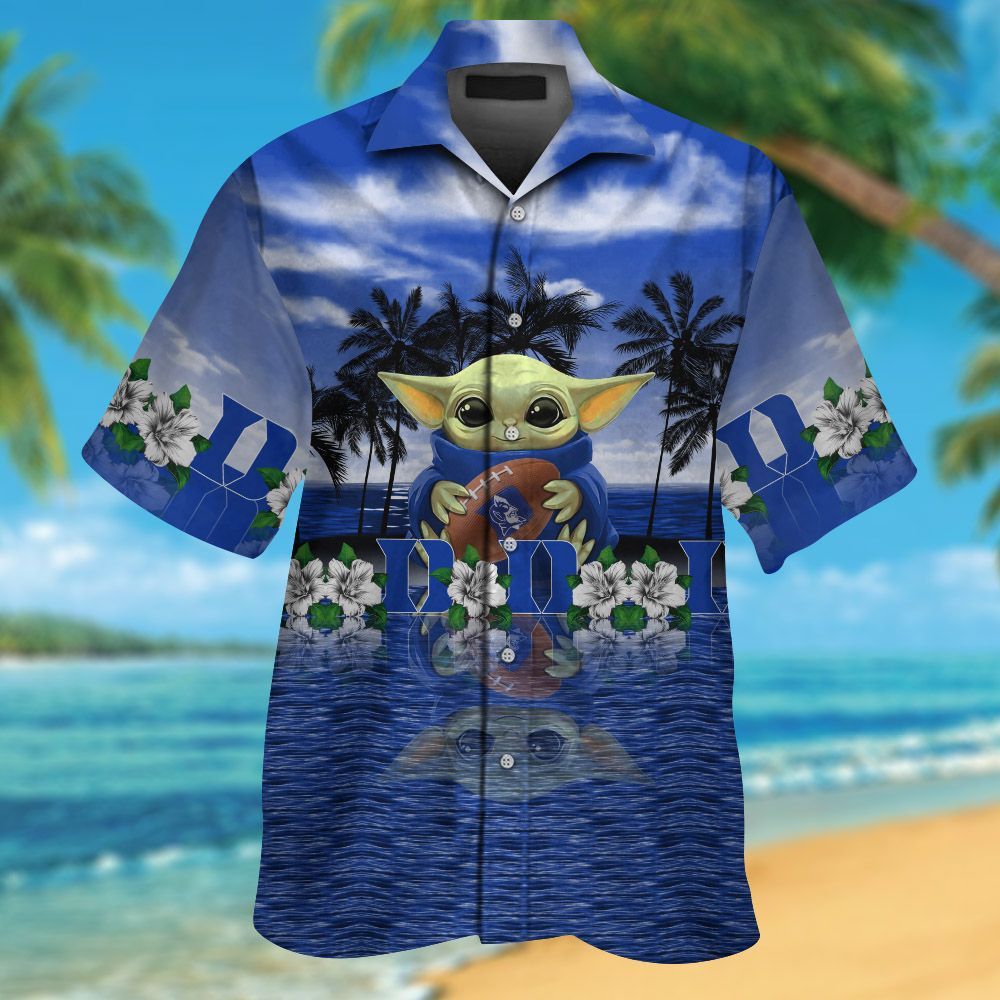 Duke Blue Devils & Baby Yoda Hawaiian Shirt Hot Trendy Summer 2024