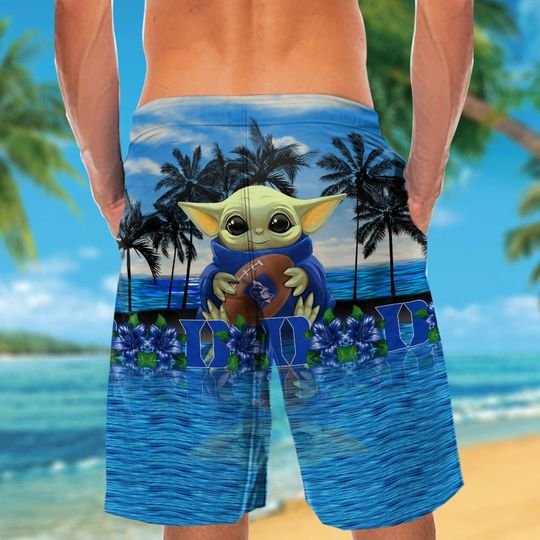 Duke Blue Devils And Baby Yoda Hawaiian Shirt Short