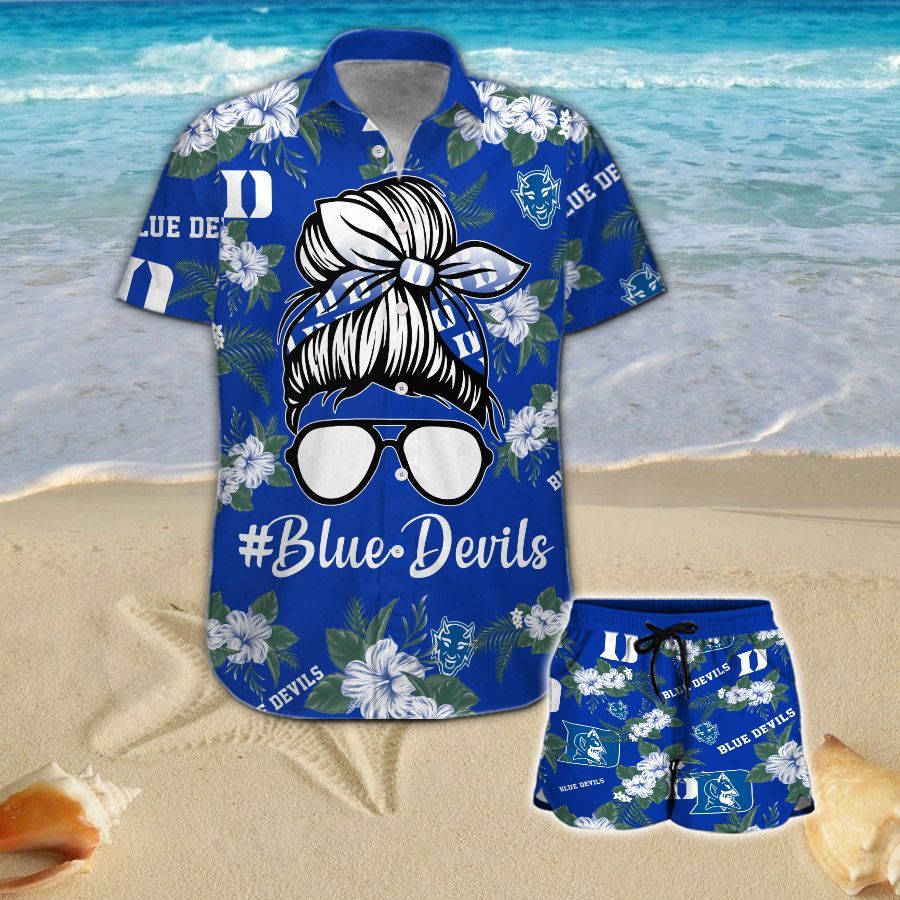 Duke Blue Devils Girl Messy Bun Hawaiian Shirt Hot Trendy Summer 2024