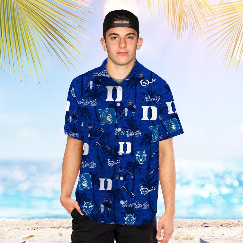 Duke Blue Devils Tropical Beach Coconut Tree Hawaiian Shirt Hot Trendy Summer 2024