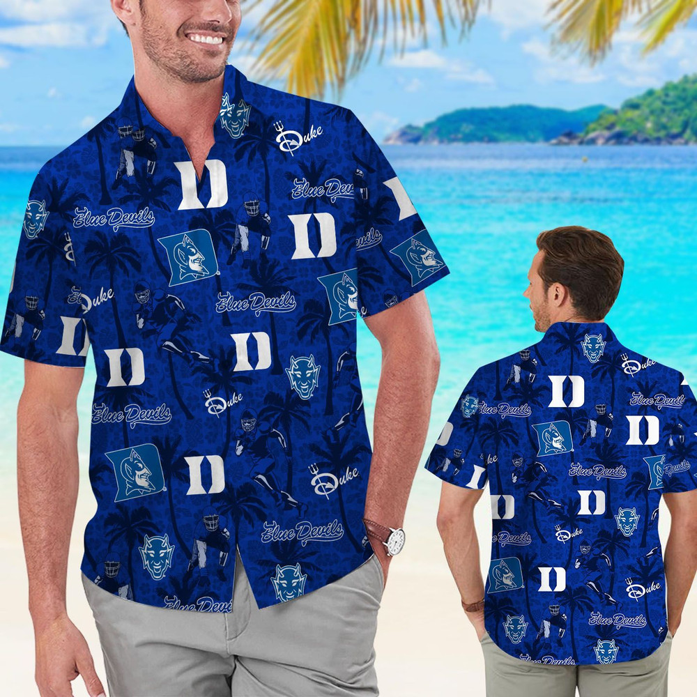 Duke Blue Devils Tropical Beach Coconut Tree Hawaiian Shirt Hot Trendy Summer 2024