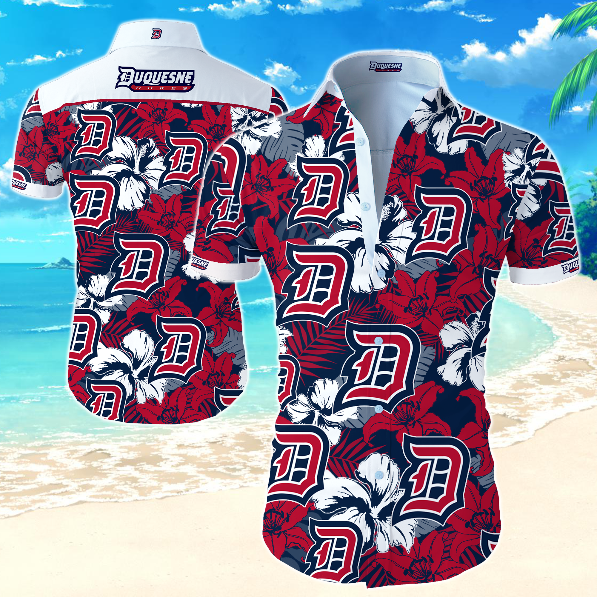 Duquesne Dukes Hawaiian Shirt Summer Button Up