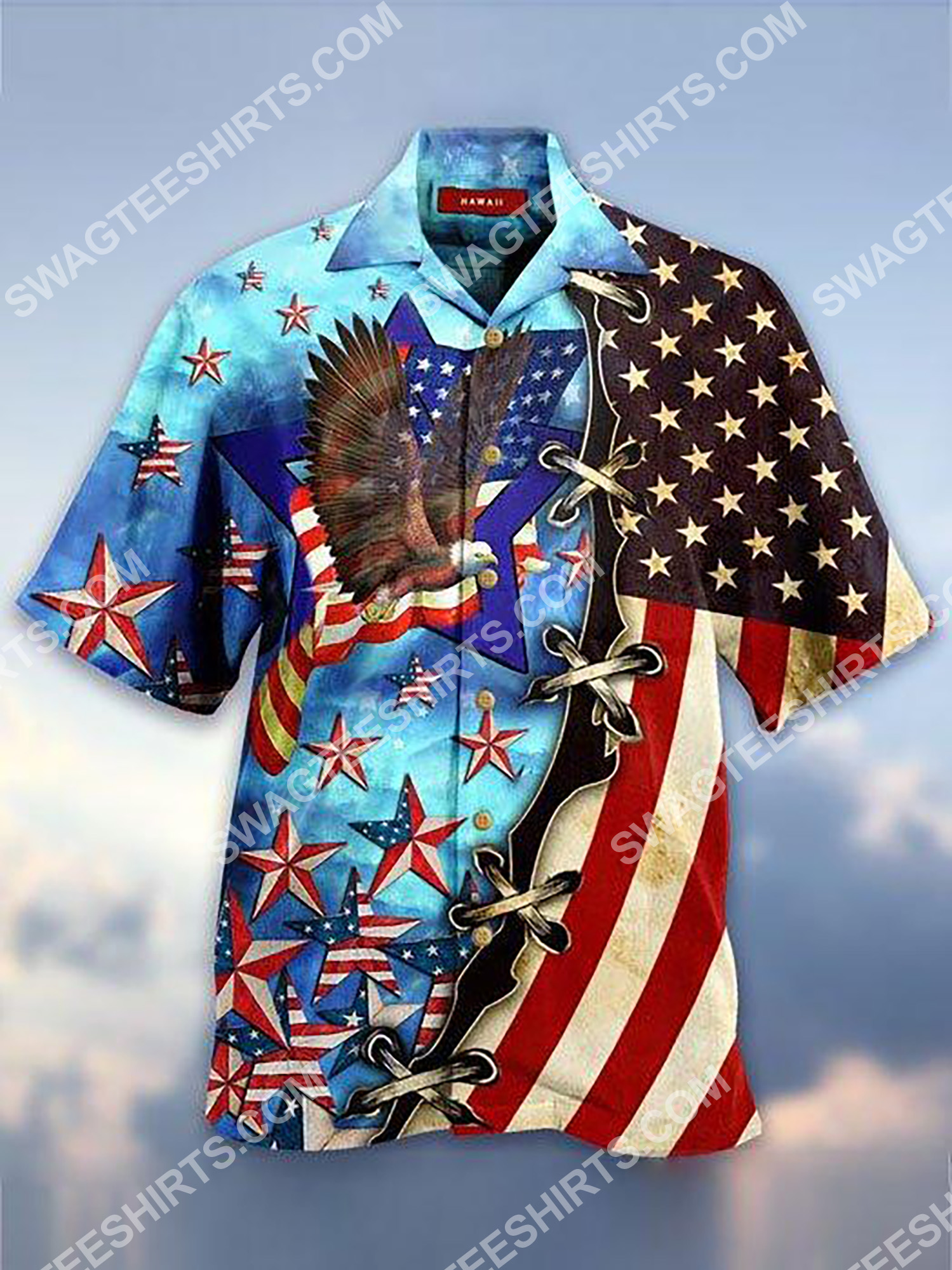 Eagle And Usa Flag All Over Printing Hawaiian Shirt