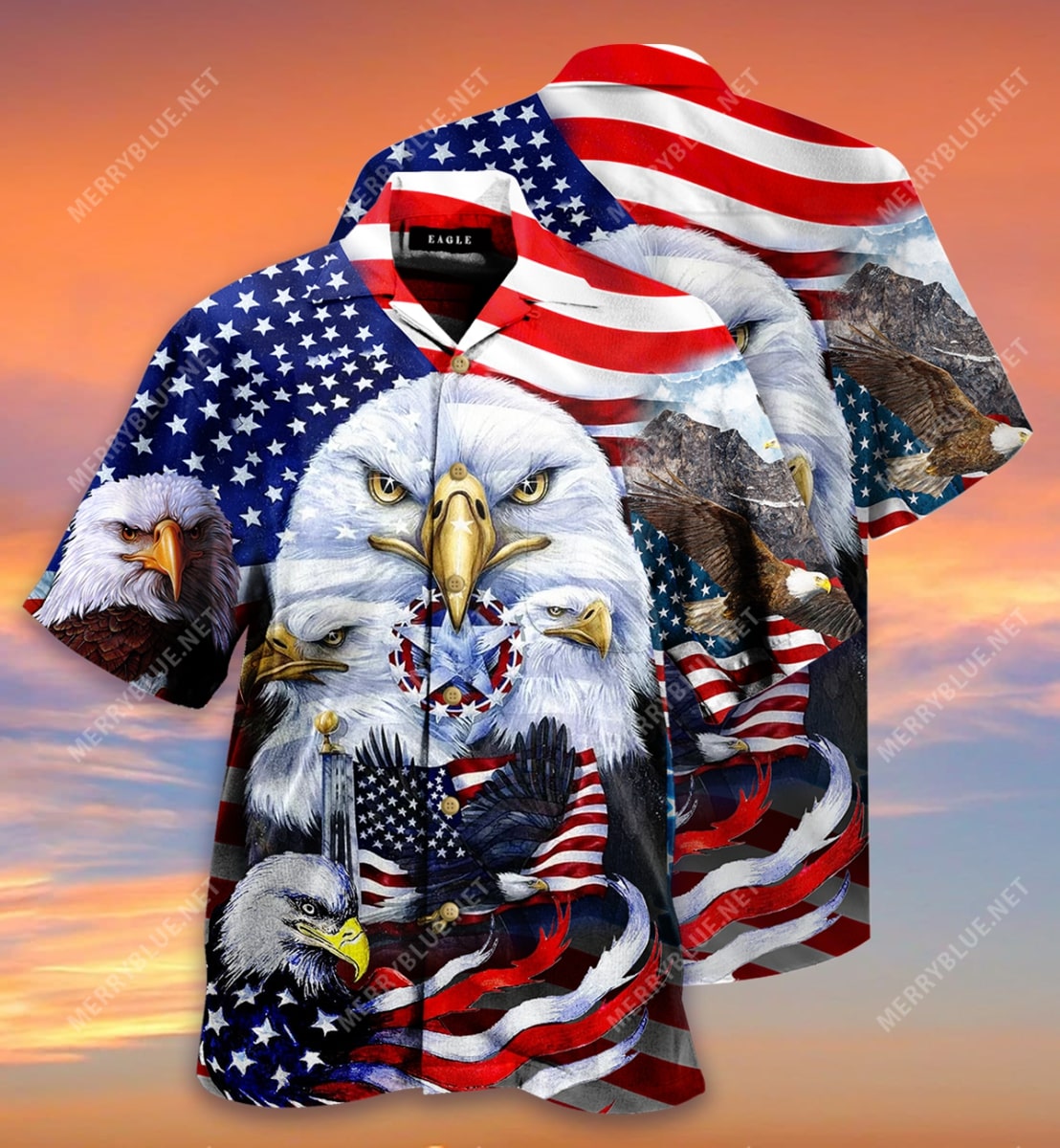 Eagles Patriotic American Flag All Over Printed Hawaiian Shirt