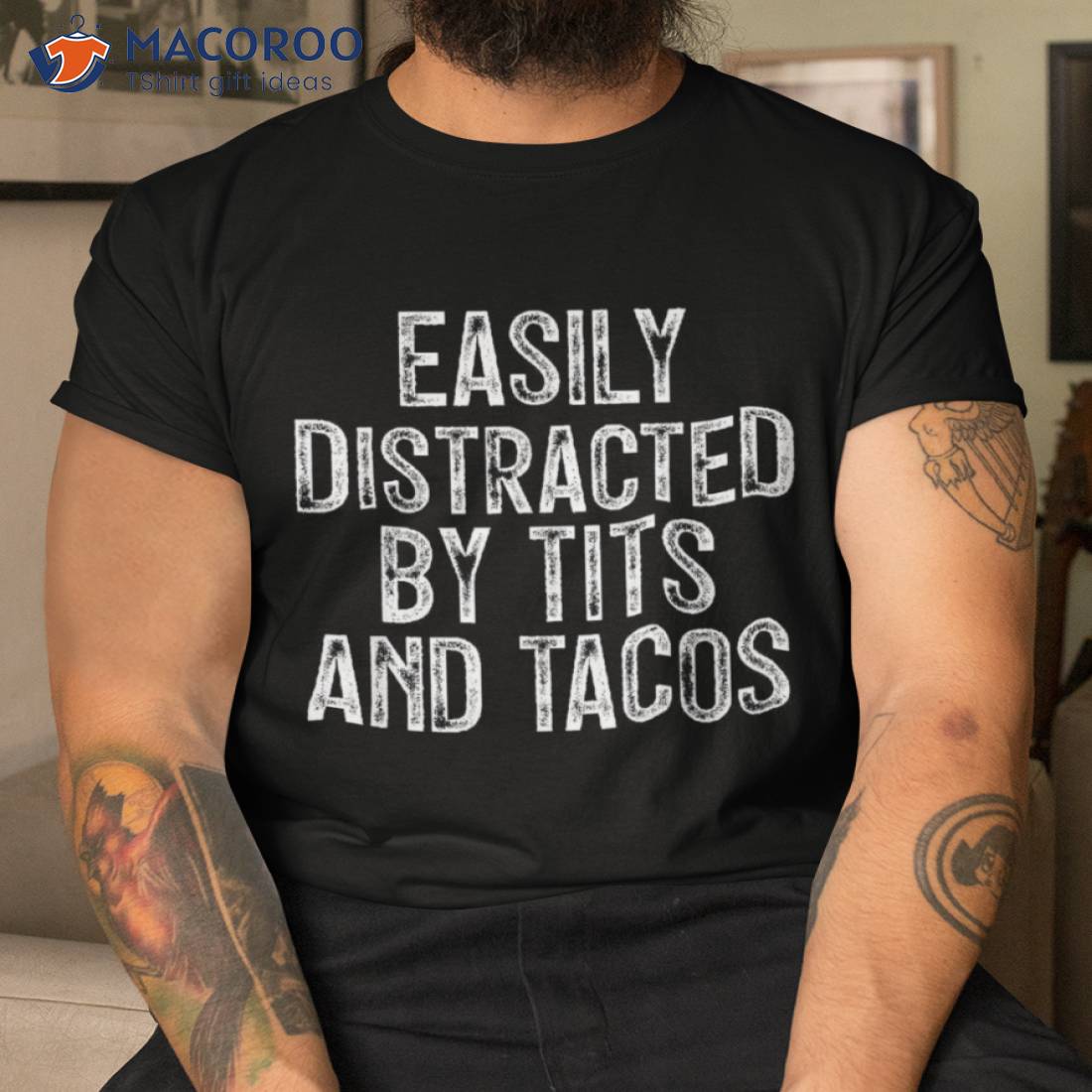 Easily Distracted By Tits And Tacos Funny Shirt