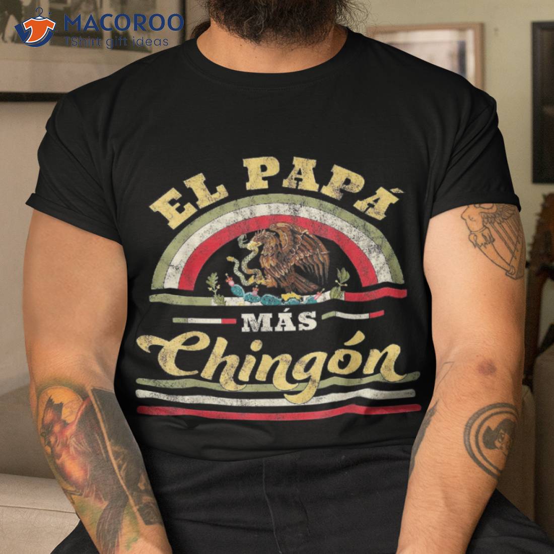 El Papa Mas Chingon Funny Mexican Flag Cool Dad Gift Regalo Shirt