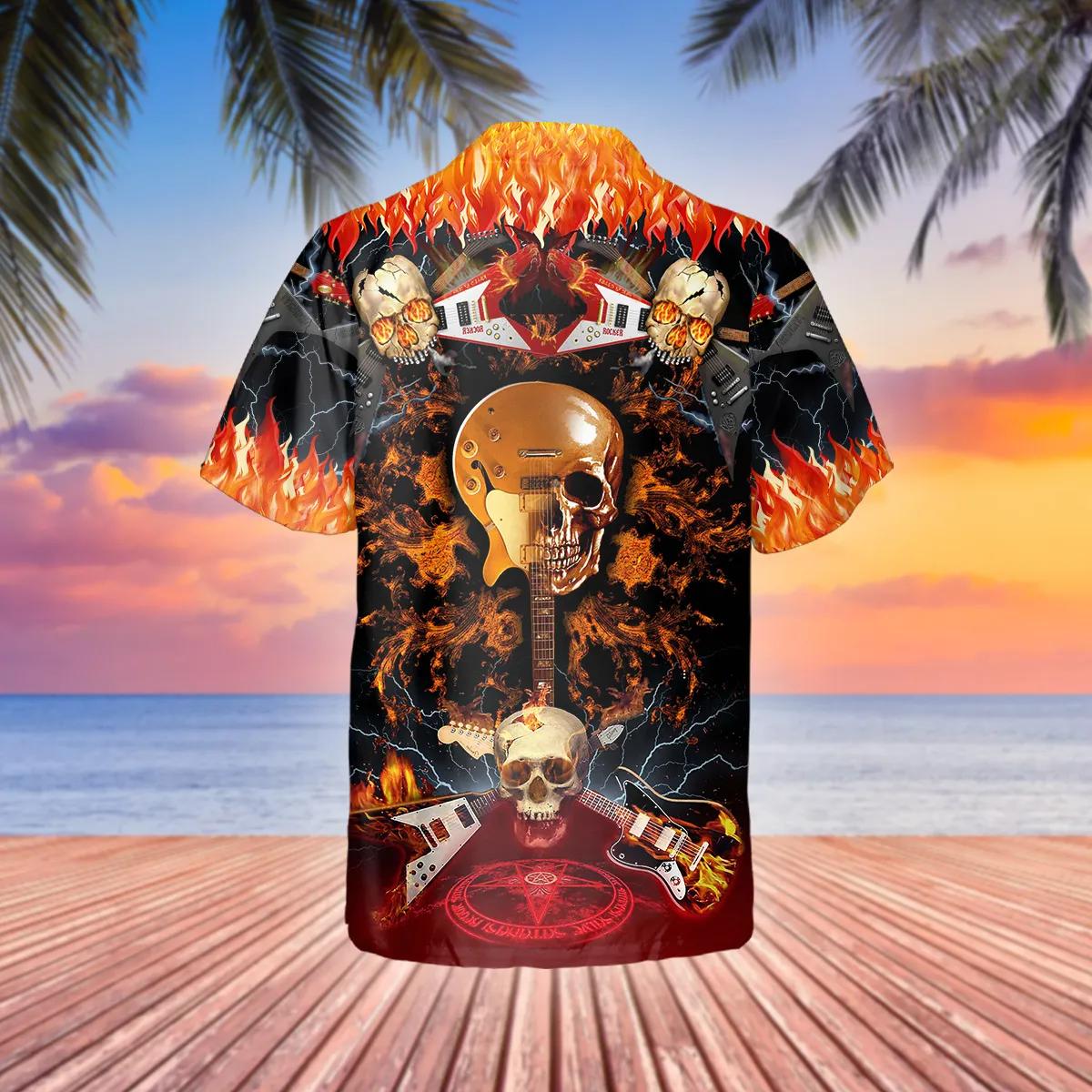 Electric Guitar Skull Hawaiian Shirt – Best Clothing For You