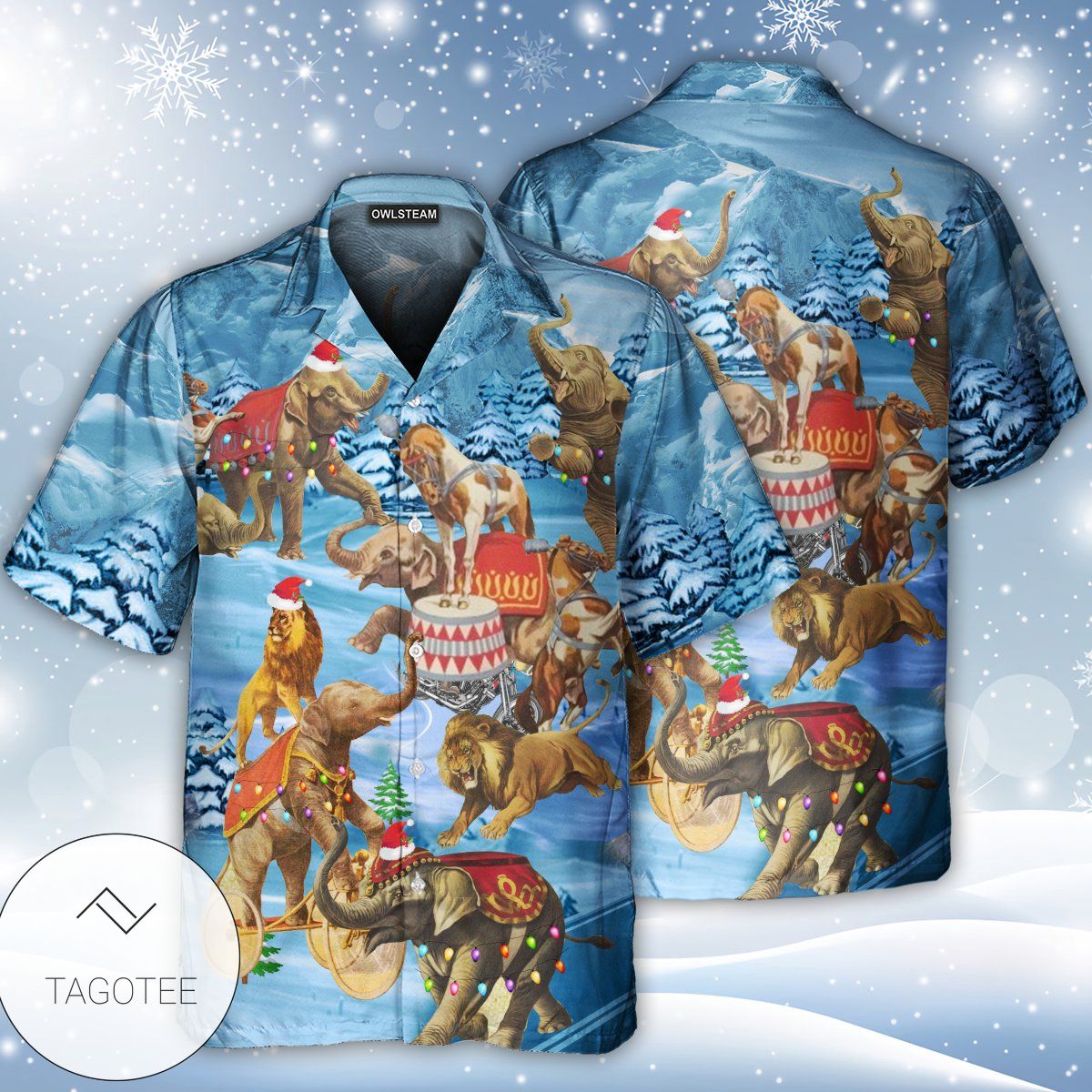 Elephant Circus Show Merry Christmas Hawaiian Shirt