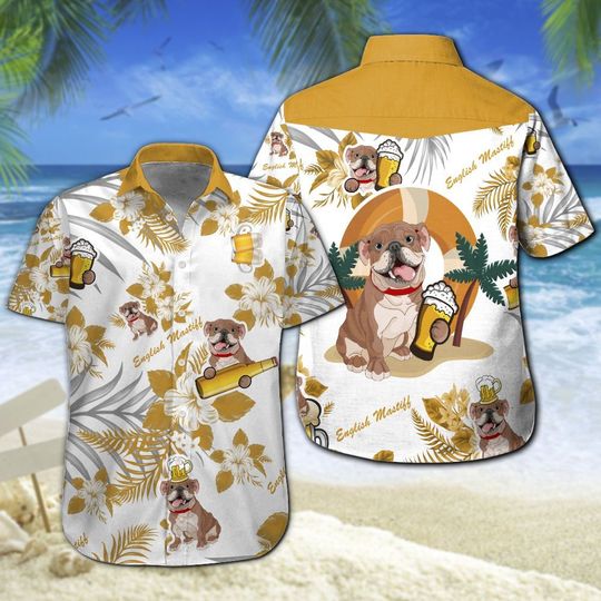 English Mastiff Beer Hawaiian Shirt Summer Button Up