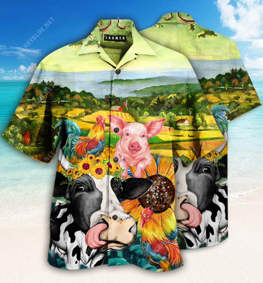 Farmer Animals All Over Printed Hawaiian Shirt