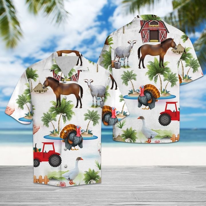 Farmer On Vacation Hawaiian Shirt Summer Button Up