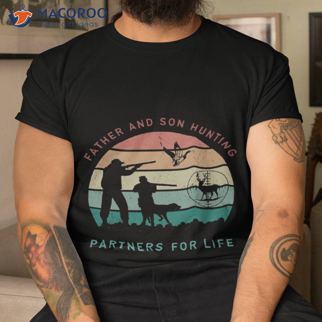 Father And Son Hunting – Partners For Life – Retro Style Tribute For Father’s Day T-Shirt