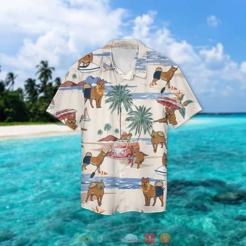 Finnish Spitz Summer Beach Hawaiian Shirt