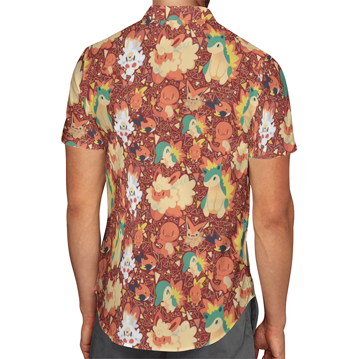 Fire Type Pokemon Hawaiian Shirt