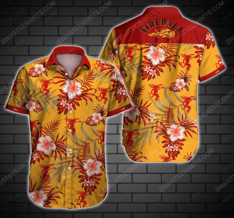 Fireball Cinnamon Whisky Summer Party Hawaiian Shirt