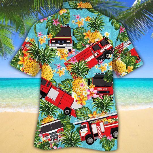 Firefighter Cars Pineapple Hawaiian Shirt