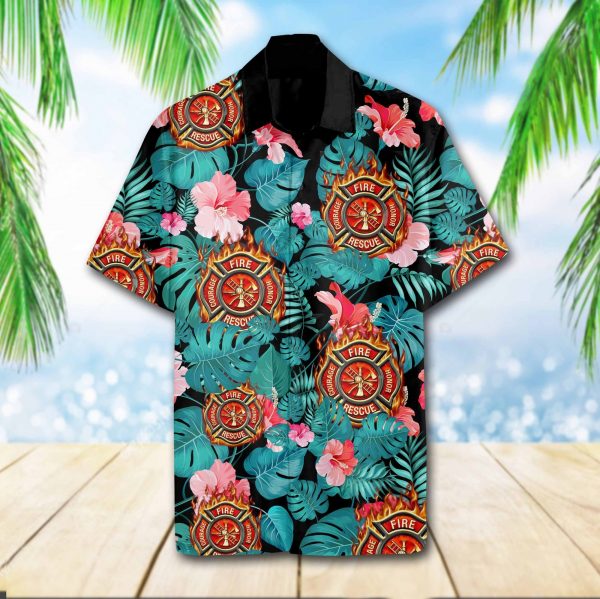 Firefighter Hawaiian Shirt Summer Button Up