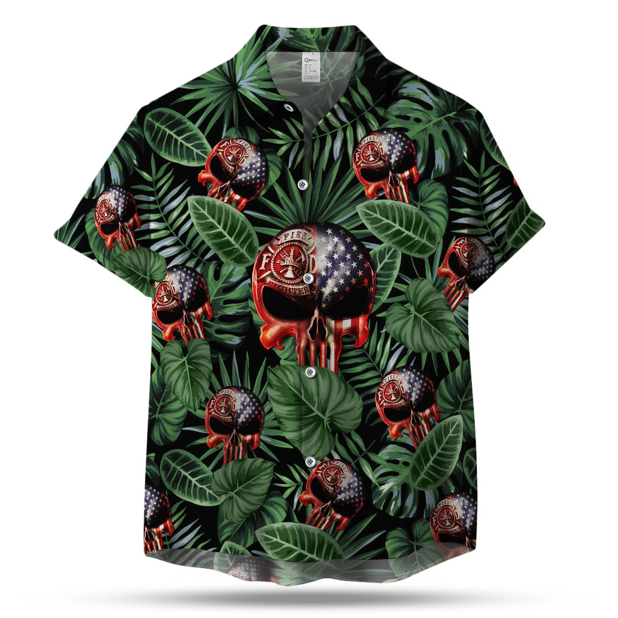 Firefighter Skull Hawaiian Shirt