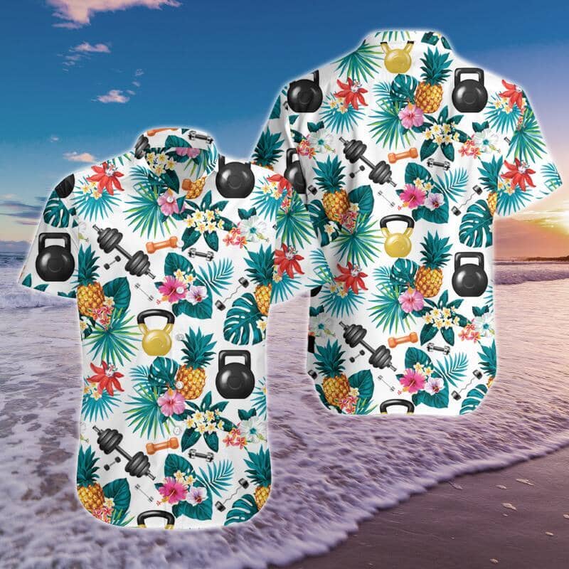 Fitness Hawaiian Shirt Summer Button Up