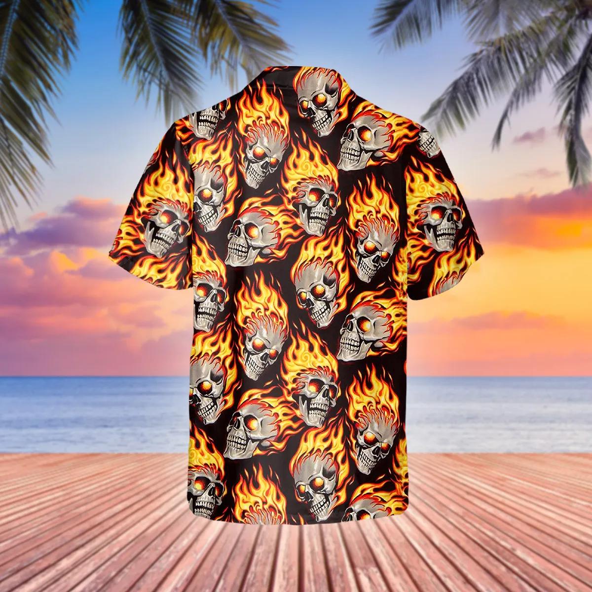 Flaming Skull Pile Hawaiian Shirt – Best Clothing For You