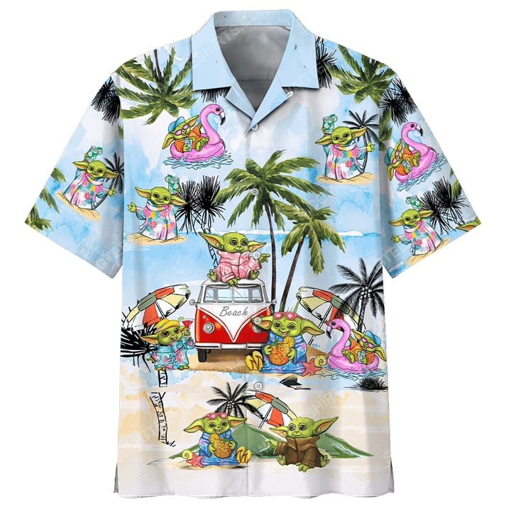 Flamingo Baby Yoda Summer Time Hawaiian Shirt