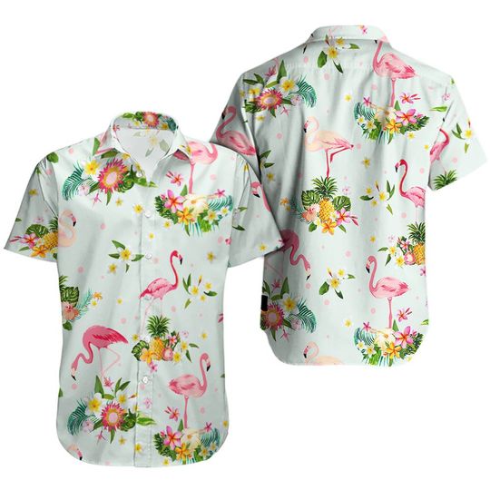 Flamingo Hawaiian Shirt Summer Button Up