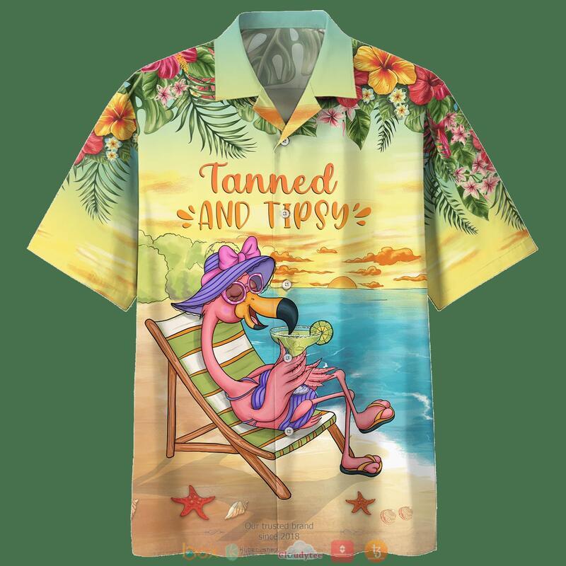 Flamingo Tanned And Tipsy Hawaiian Shirt