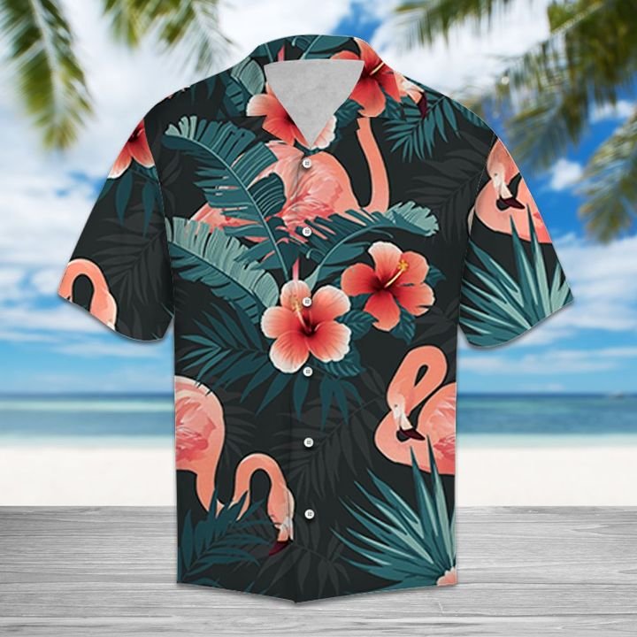 Flamingo Tropical Hawaiian Shirt Summer Button Up