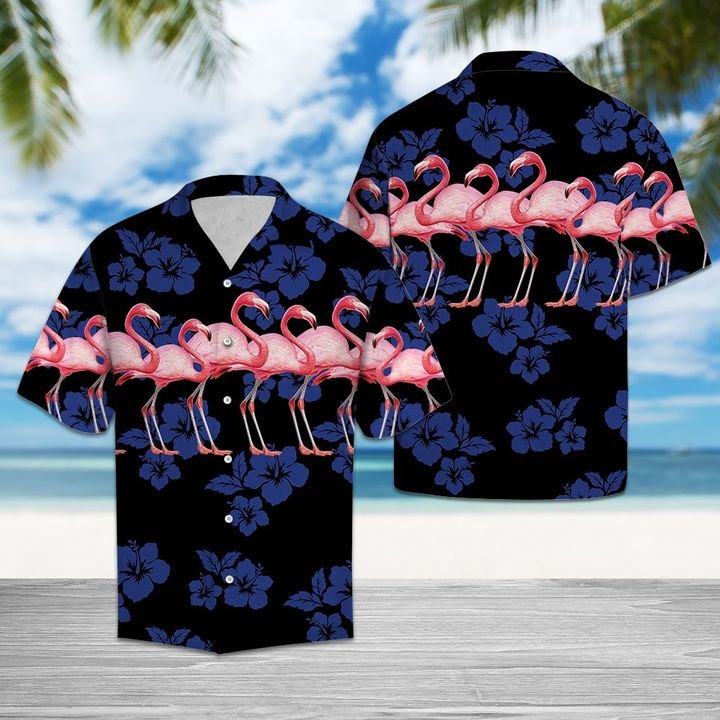 Flamingo Tropical Hawaiian Shirt Summer Button Up