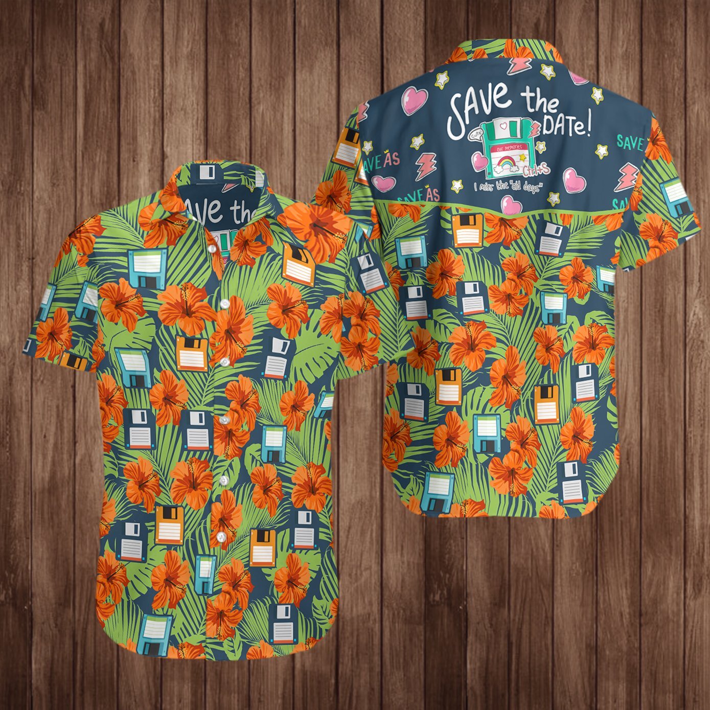 Floppy Disk Hawaiian Shirt Summer Button Up