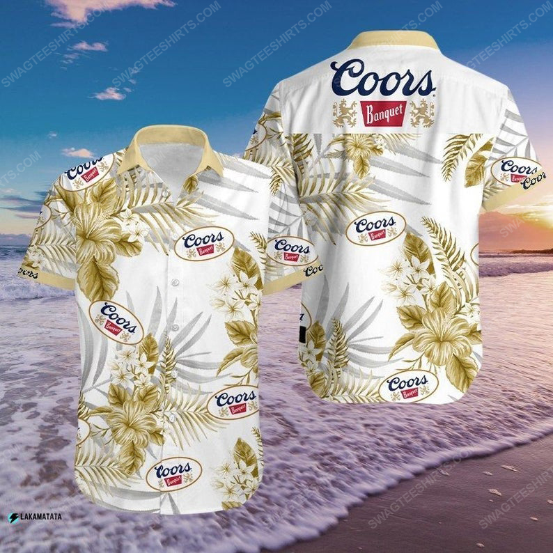 Floral Coors Banquet Beer Summer Vacation Hawaiian Shirt