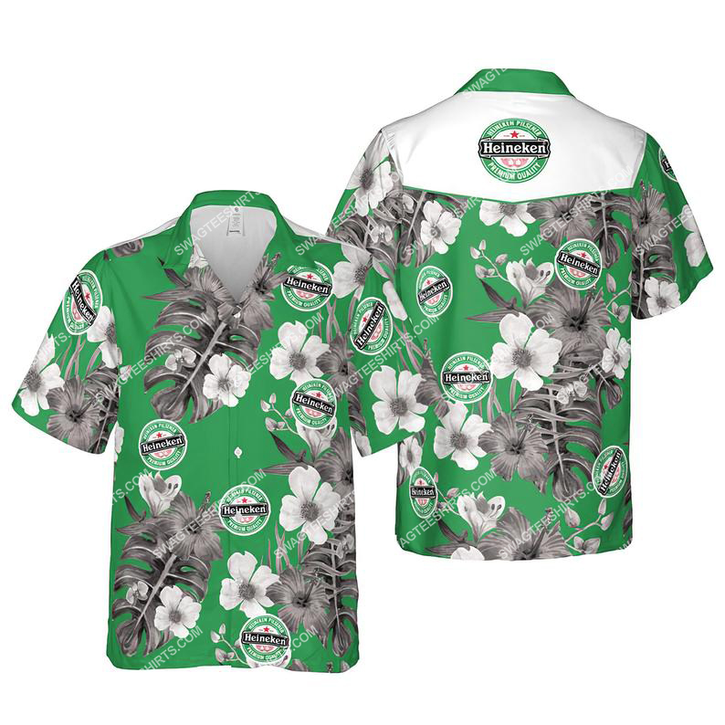 Floral Heiniken Beer Summer Vacation Hawaiian Shirt