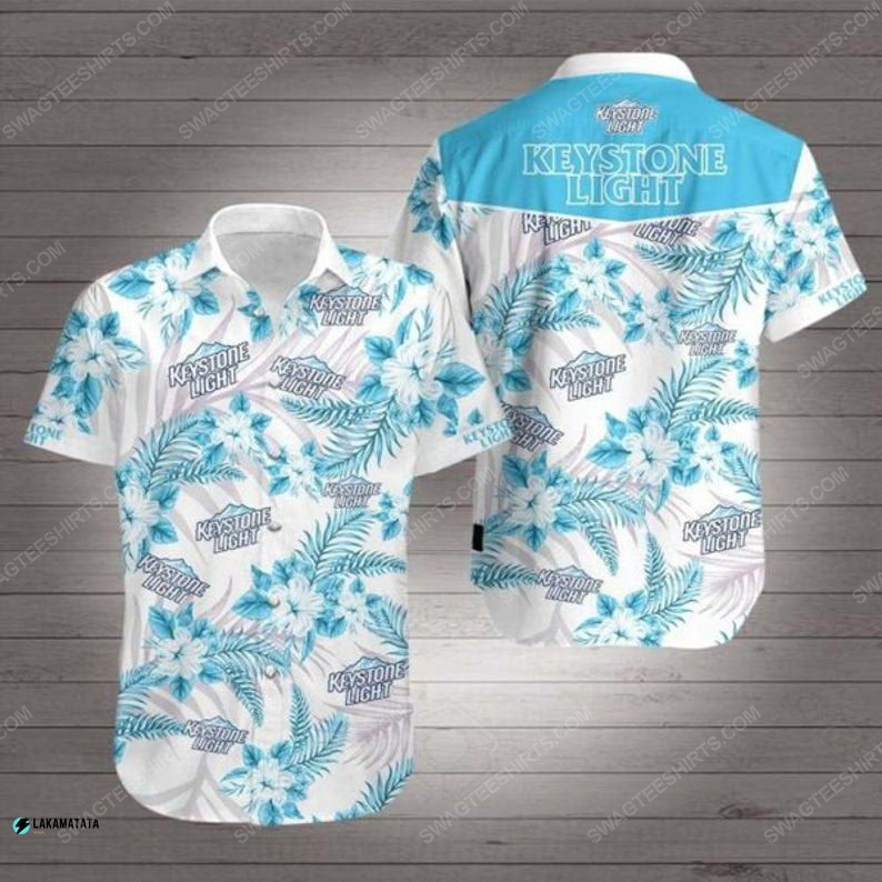 Floral Keystone Light Beer Summer Vacation Hawaiian Shirt