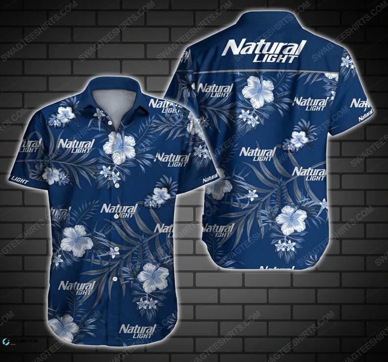 Floral Natural Light Beer Summer Vacation Hawaiian Shirt