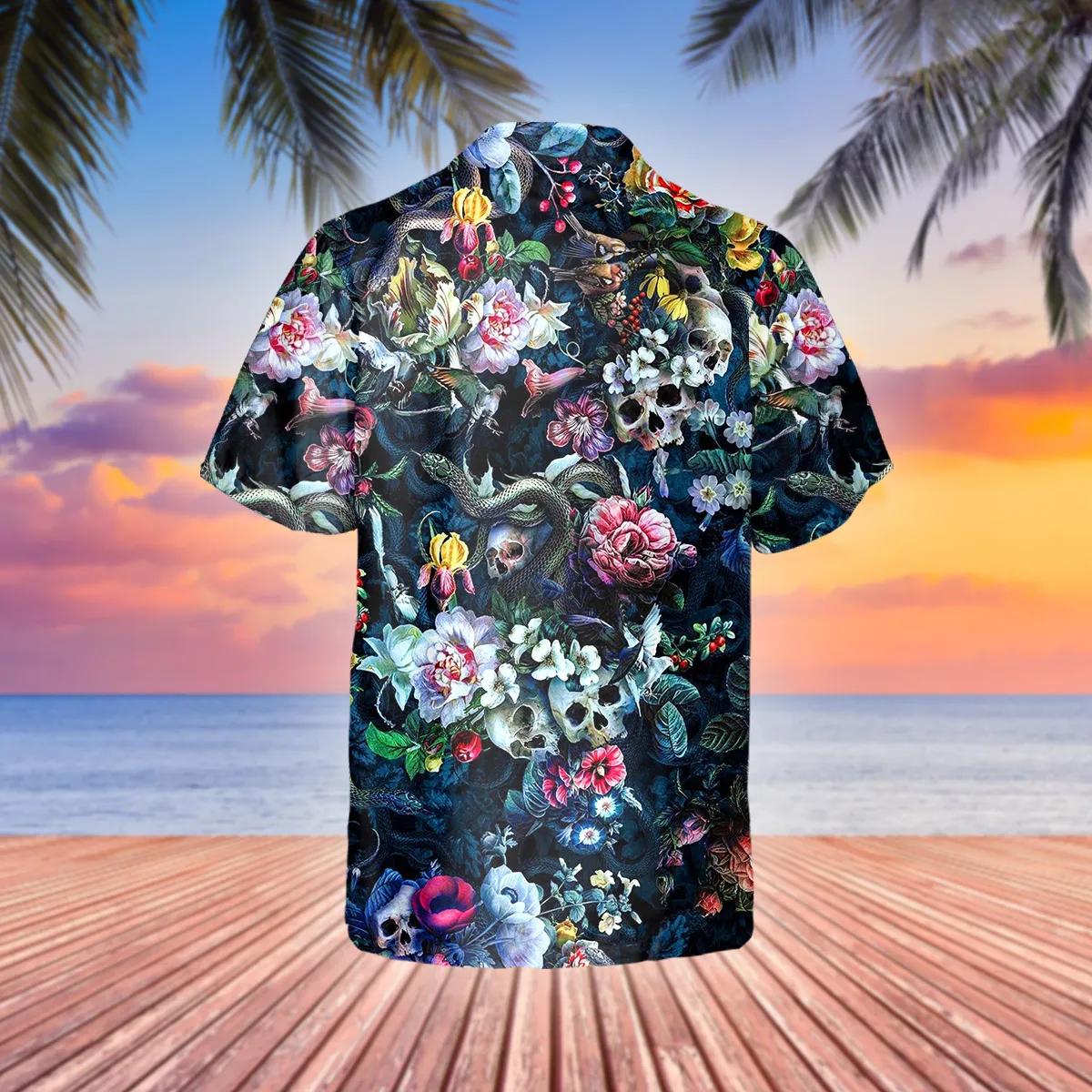 Floral Skull And Snakes Hawaiian Shirt, Hawaiian Button Up Shirt, Aloha Shirts – Best Clothing For You