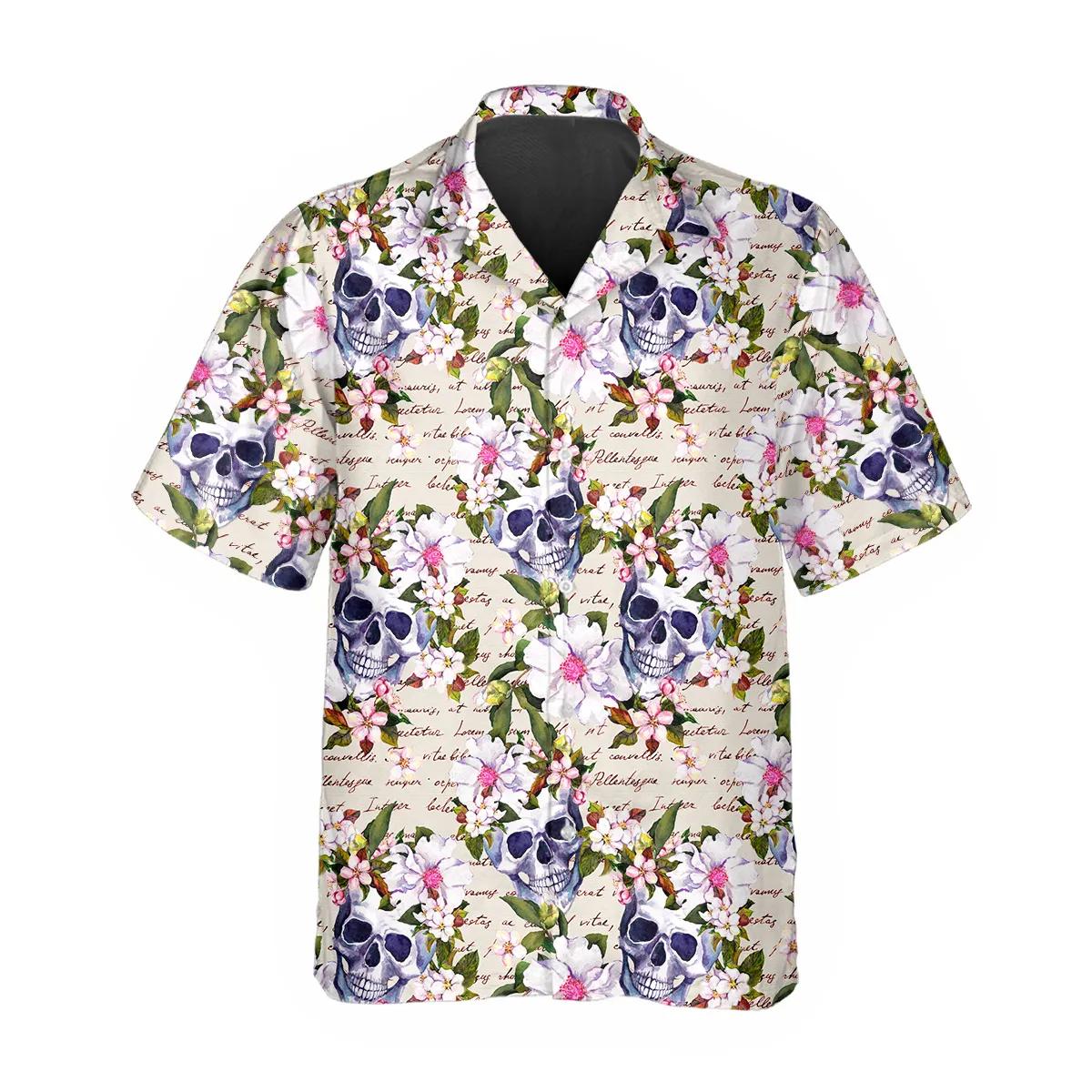 Floral Skull Vintage Hawaiian Shirt – Best Clothing For You