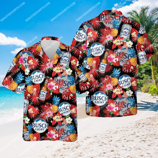 Floral Tropical Busch Light Beer All Over Print Hawaiian Shirt