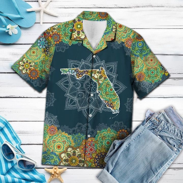 Florida Floral Mandala Hawaiian Shirt Summer Button Up